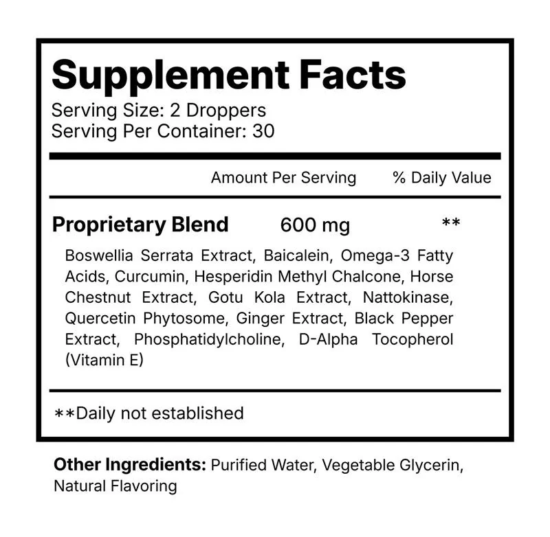 Lymph Tonic supplement facts label showing 600 mg proprietary blend and 30 servings